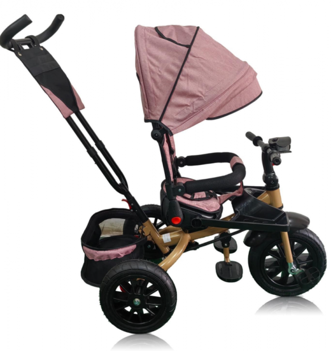 Tricicleta cu scaun reversibil Still, 6-36 luni, cu pozitie de somn, roata cauciuc, lumini si muzica, 8 luni-5 ani, Pliabila [2]