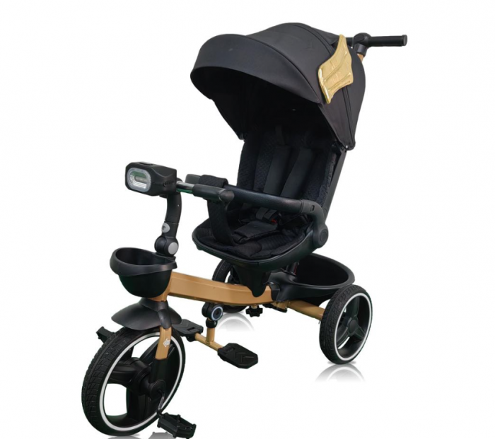 Tricicleta cu scaun reversibil Still, 6-36 luni, cu pozitie de somn, roata cauciuc, lumini si muzica, 8 luni-5 ani, Pliabila, Ingeras [1]