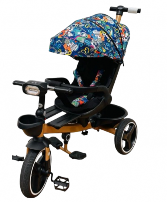 Tricicleta cu scaun reversibil Still, 6-36 luni, cu pozitie de somn, roata cauciuc, lumini si muzica, 8 luni-5 ani, Pliabila, Multicolor [1]