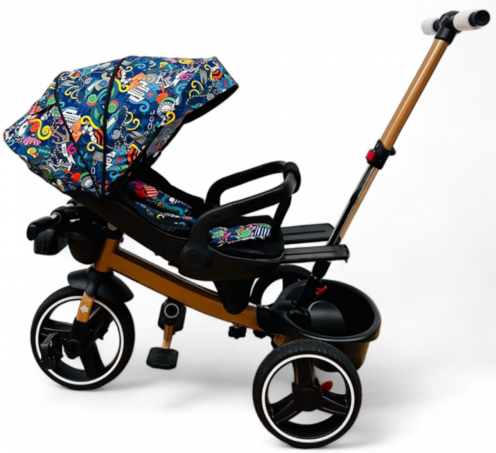 Tricicleta cu scaun reversibil Still, 6-36 luni, cu pozitie de somn, roata cauciuc, lumini si muzica, 8 luni-5 ani, Pliabila, Multicolor [7]