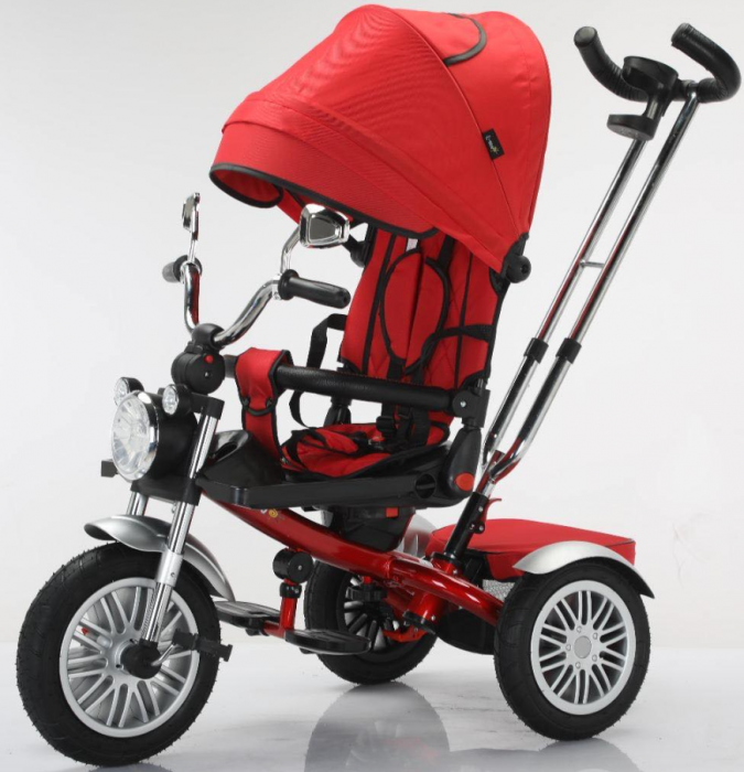 Tricicleta cu scaun reversibil Still, 6-36 luni, cu pozitie de somn, roata cauciuc, tip Motocicleta cu far, lumini si muzica, SL03 [1]