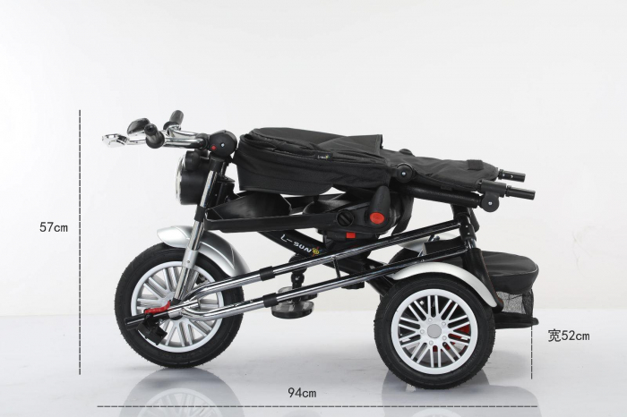 Tricicleta cu scaun reversibil Still, 6-36 luni, cu pozitie de somn, roata cauciuc, tip Motocicleta cu far, lumini si muzica, SL03 [4]