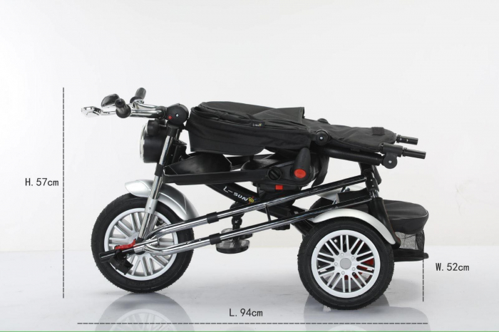 Tricicleta cu scaun reversibil Still, 6-36 luni, cu pozitie de somn, roata cauciuc, tip Motocicleta cu far, lumini si muzica, SL03 [8]