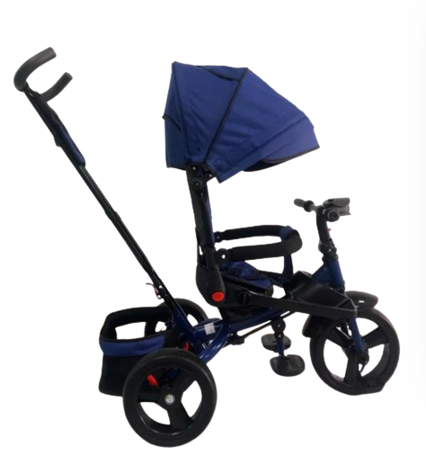 Tricicleta cu scaun reversibil Still, 6-36 luni, cu pozitie de somn, roata plina,Albastru [7]