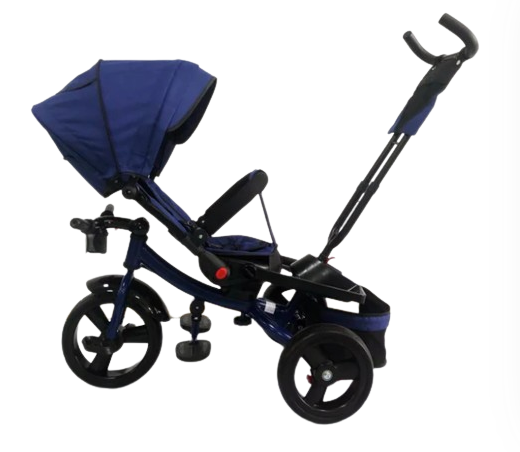 Tricicleta cu scaun reversibil Still, 6-36 luni, cu pozitie de somn, roata plina,Albastru [5]