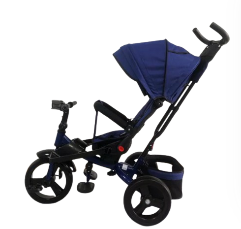 Tricicleta cu scaun reversibil Still, 6-36 luni, cu pozitie de somn, roata plina,Albastru [6]