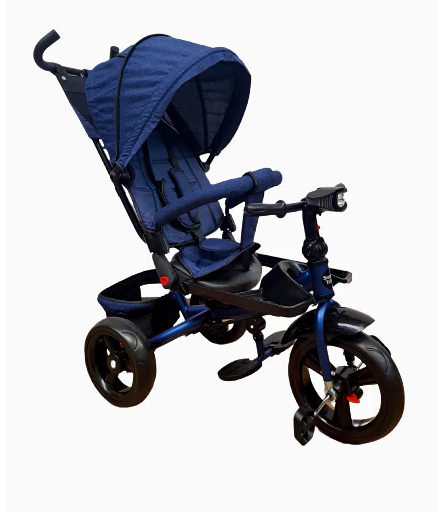 Tricicleta cu scaun reversibil Still, 6-36 luni, cu pozitie de somn, roata plina,Albastru [3]