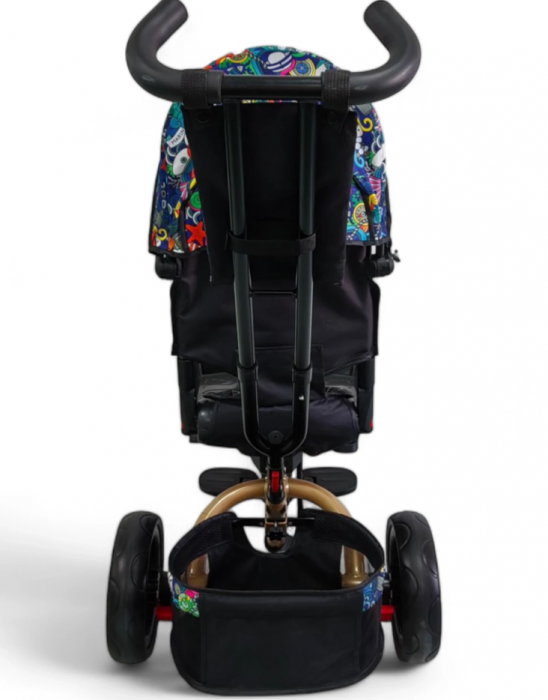 Tricicleta cu scaun reversibil Still, 6-36 luni, cu pozitie de somn, roata cauciuc, Cadru auriu, Multiform [6]