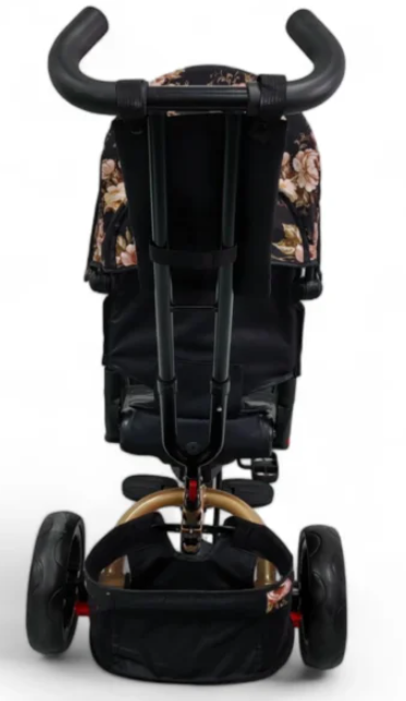 Tricicleta cu scaun reversibil Still, 6-36 luni, cu pozitie de somn, roata plina, Cadru auriu, Roz auriu [5]