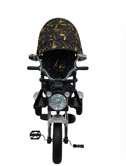 Tricicleta cu scaun reversibil Still, 6-36 luni, cu pozitie de somn, roata cauciuc, cu lumini si sunete, Cadru auriu [3]