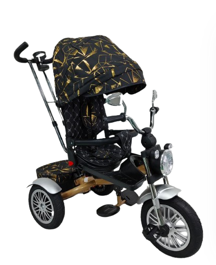 Tricicleta cu scaun reversibil Still, 6-36 luni, cu pozitie de somn, roata cauciuc, cu lumini si sunete, Cadru auriu [1]