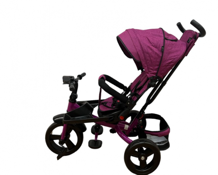 Tricicleta cu scaun reversibil Still, 6-36 luni, cu pozitie de somn, roata plina,mov [3]