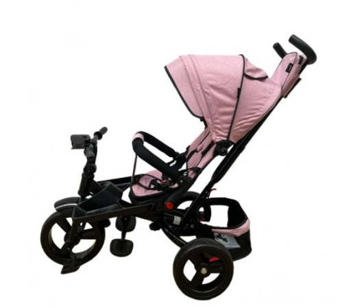 Tricicleta cu scaun reversibil Still, 6-36 luni, cu pozitie de somn, roata plina, ROZ [5]