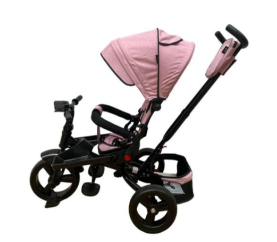 Tricicleta cu scaun reversibil Still, 6-36 luni, cu pozitie de somn, roata plina, ROZ [4]