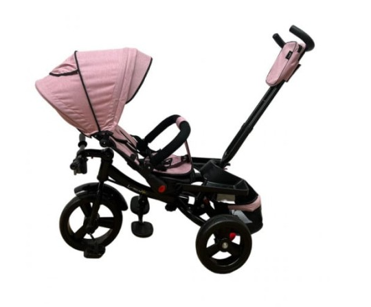 Tricicleta cu scaun reversibil Still, 6-36 luni, cu pozitie de somn, roata plina, ROZ [7]