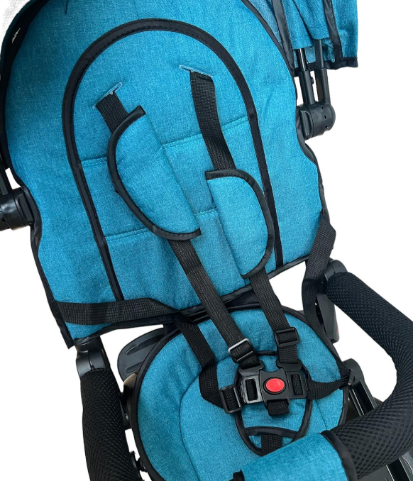 Tricicleta cu scaun reversibil Still, 6-36 luni, cu pozitie de somn, roata plina,Turcoaz/Negru [3]