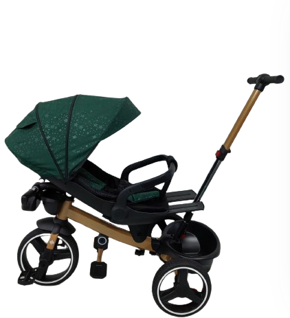 Tricicleta cu scaun reversibil Still, 6-36 luni, cu pozitie de somn, roata plina, verde [4]