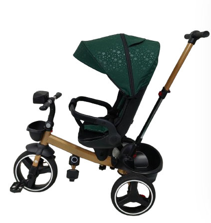 Tricicleta cu scaun reversibil Still, 6-36 luni, cu pozitie de somn, roata plina, verde [2]