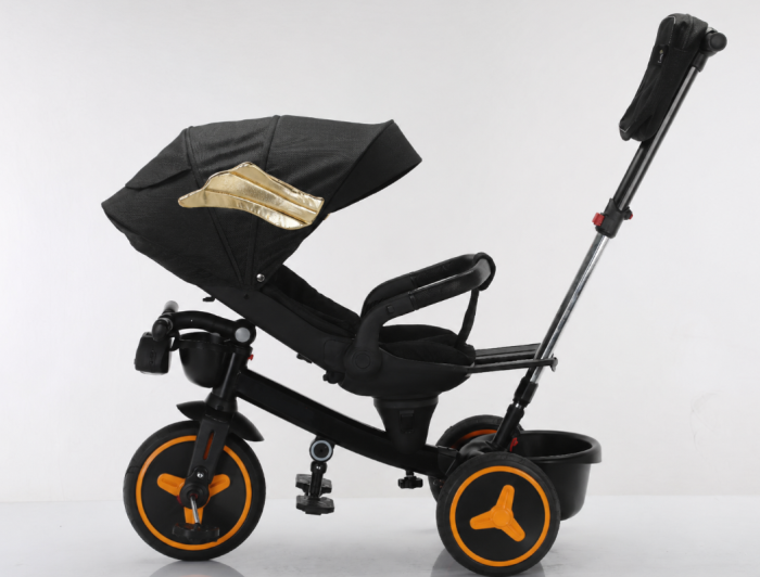 Tricicleta cu scaun reversibil Still, 6-36 luni, cu pozitie de somn si scaun tip fotoliu, pliabila, roata cauciuc, cu lumini si muzica, Angel [7]