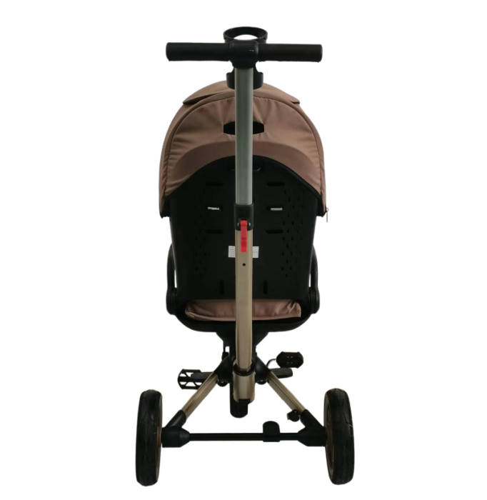 Tricicleta cu scaun reversibil Still, 6-36 luni, cu pozitie de somn si scaun tip fotoliu, pliabila, roata cauciuc, cu lumini si muzica, Cafeniu [5]