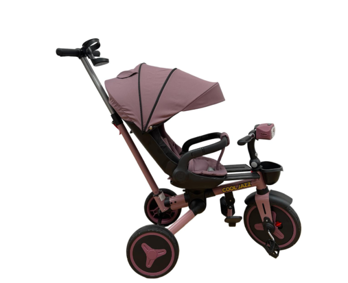Tricicleta cu scaun reversibil Still, 6-36 luni, cu pozitie de somn si scaun tip fotoliu, pliabila, roata cauciuc, cu lumini si muzica, Lila [6]