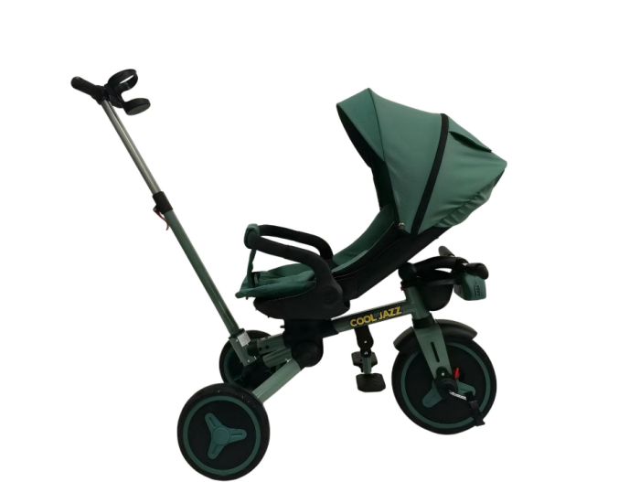 Tricicleta cu scaun reversibil Still, 6-36 luni, cu pozitie de somn si scaun tip fotoliu, pliabila, roata cauciuc, cu lumini si muzica,  verde [8]