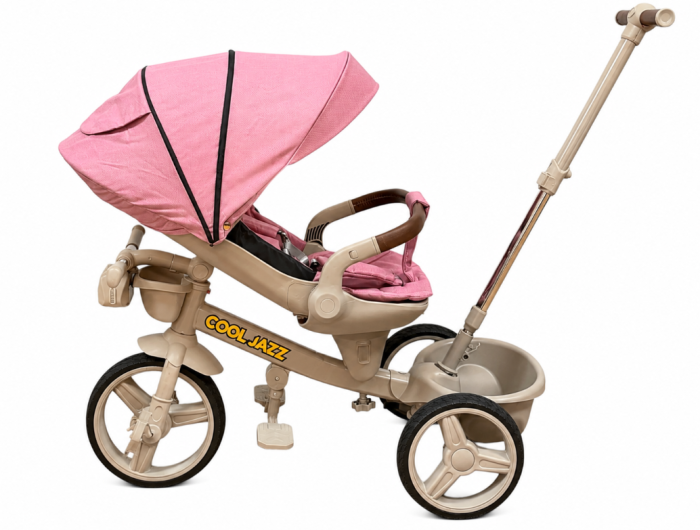 Tricicleta cu scaun reversibil Still, 8 luni - 5 ani, cu pozitie de somn, cadru aluminiu, roata cauciuc, roz [3]