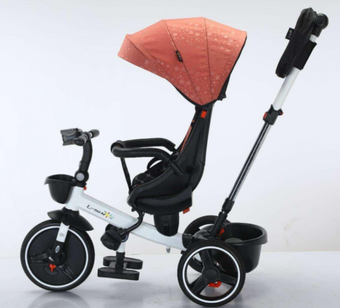 Tricicleta cu scaun reversibil Sun, 6-36 luni, cu pozitie de somn, Bubu-Still, sezut ergonomic tip scoica, roti cauciuc, cu stelute [4]