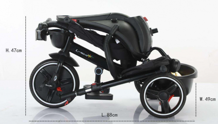 Tricicleta cu scaun reversibil Sun, 6-36 luni, cu pozitie de somn, Bubu-Still, sezut ergonomic tip scoica, roti cauciuc, cu stelute [7]