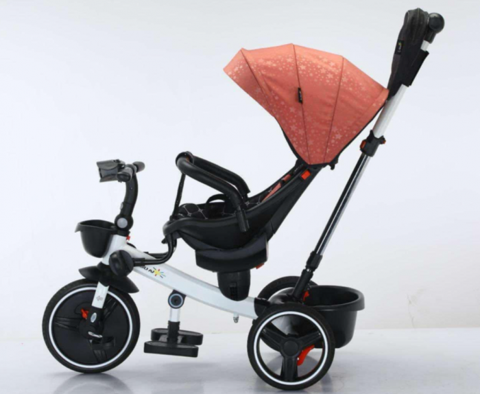 Tricicleta cu scaun reversibil Sun, 6-36 luni, cu pozitie de somn, Bubu-Still, sezut ergonomic tip scoica, roti cauciuc, cu stelute [2]