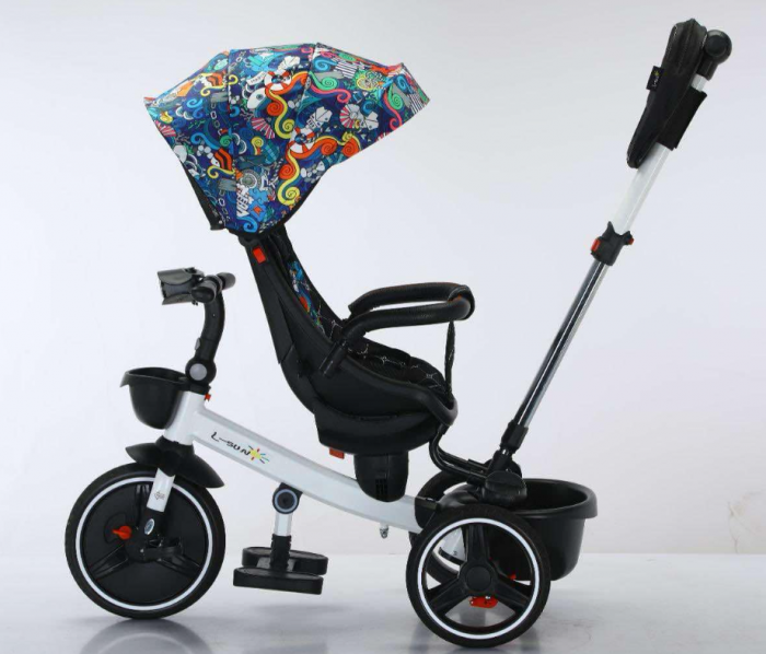 Tricicleta cu scaun reversibil Sun, 6-36 luni, cu pozitie de somn, Bubu-Still, sezut ergonomic tip scoica, roti cauciuc, Multicolor [2]