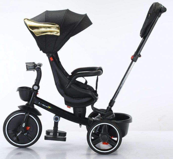 Tricicleta cu scaun reversibil Still, 6-36 luni, cu pozitie de somn in scaun tip scoica,  roata plina, cu lumini si muzica, SL01 [3]