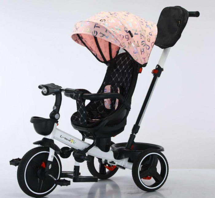 Tricicleta cu scaun reversibil Still, 6-36 luni, cu pozitie de somn in scaun tip scoica,  roata plina, cu lumini si muzica, SL01 [1]