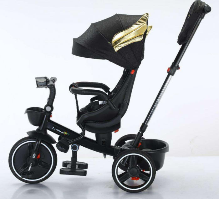 Tricicleta cu scaun reversibil Still, 6-36 luni, cu pozitie de somn in scaun tip scoica,  roata plina, cu lumini si muzica, SL01 [5]