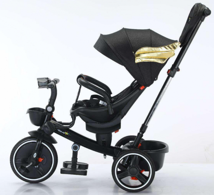 Tricicleta cu scaun reversibil Still, 6-36 luni, cu pozitie de somn in scaun tip scoica,  roata plina, cu lumini si muzica, SL01 [4]