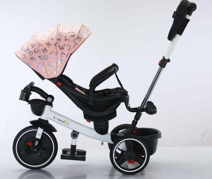 Tricicleta cu scaun reversibil Still, 6-36 luni, cu pozitie de somn in scaun tip scoica,  roata plina, cu lumini si muzica, SL01 [3]