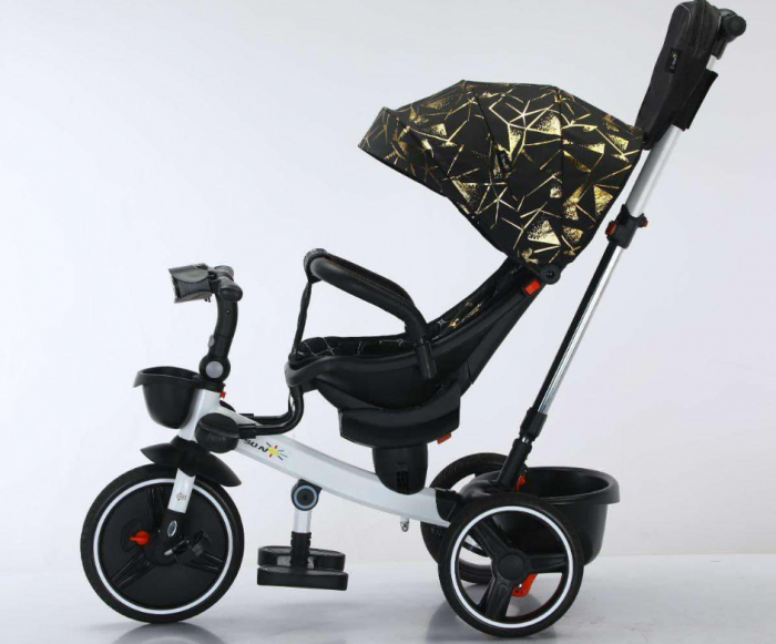 Tricicleta cu scaun reversibil Still, 6-36 luni, cu pozitie de somn in scaun tip scoica,  roata plina, cu lumini si muzica, SL01 [4]