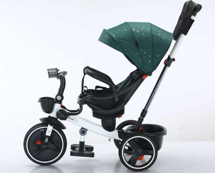 Tricicleta cu scaun reversibil Still, 6-36 luni, cu pozitie de somn in scaun tip scoica,  roata plina, cu lumini si muzica, SL01 [10]