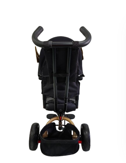 Tricicleta cu scaun reversibil Sun, 6-36 luni, cu pozitie de somn, Bubu-Still, sezut ergonomic tip scoica, roti Cauciuc, Negru auriu [3]