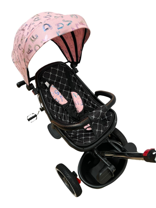 Tricicleta cu scaun reversibil Sun, 6-36 luni, cu pozitie de somn, Bubu-Still, sezut ergonomic tip scoica, roti cauciuc, roz pudra [2]