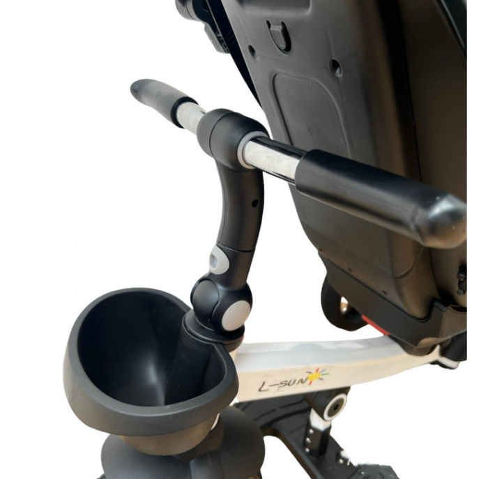 Tricicleta cu scaun reversibil Sun, 6-36 luni, cu pozitie de somn, Bubu-Still, sezut ergonomic tip scoica, roti cauciuc, maro auriu [12]