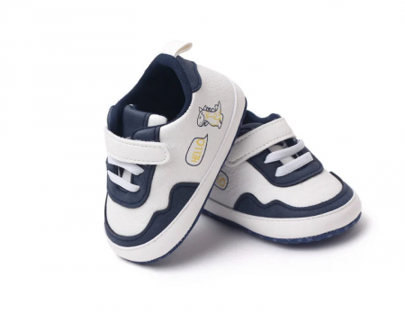 Adidasi albi cu bleumarine, pentru baietei [2]