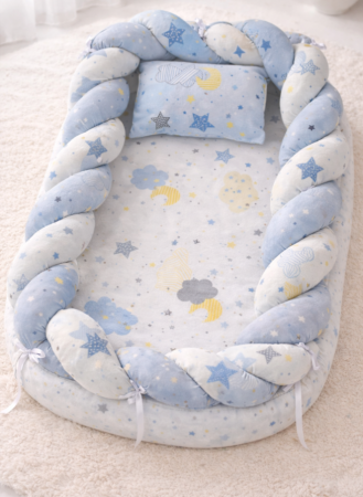 Baby Nest - Baby nest, cuib cu perinuta, 81x60 cm, Albastru