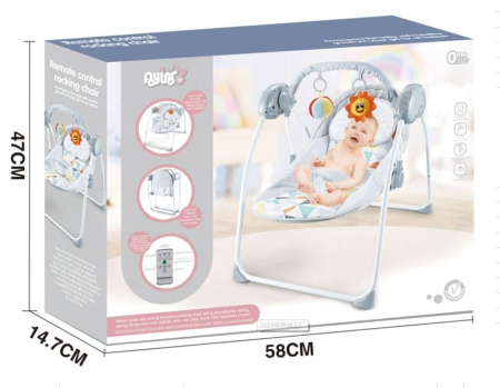 Balansoar leagan -A2 bebelusi cu telecomanda,tehnologie True Speed de recunoastere a greutatii copilului,gri [1]