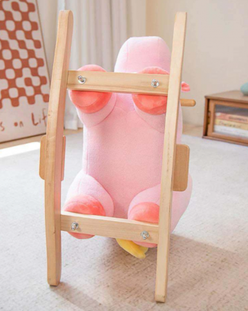 Calut Balansoar, Lemn si Plus, Cu Rotile, cu esarfa, cu lumini si sunete, 61 Cm [2]