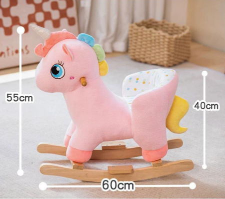 Calut Balansoar, Lemn si Plus, Cu Rotile, cu esarfa, cu lumini si sunete, 61 Cm [1]