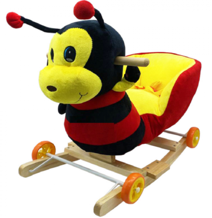 Balansoare si Leagane - Balansoar Pentru Bebelusi, Buburuza, Lemn + Plus, 60x34x45 Cm,rosu galben