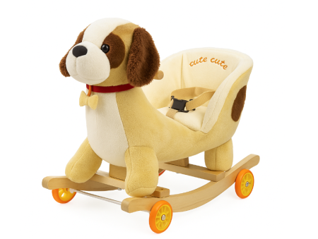 Pentru bebe - Balansoar Pentru Bebelusi, catel cu os, Lemn + Plus, Cu Rotile