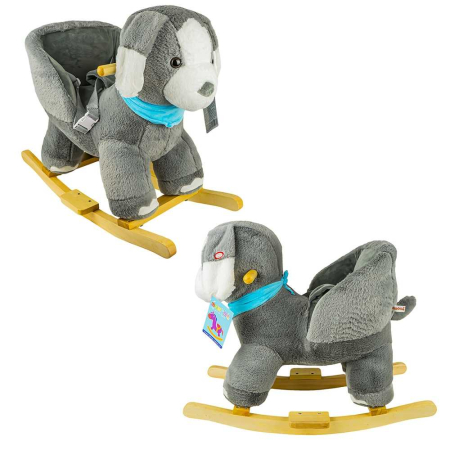 Balansoar pentru bebelusi, Catel, lemn + plus, gri, 68x30x56 cm [2]