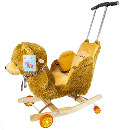 Balansoar Pentru Bebelusi, Elefant, Lemn + Plus, Cu Rotile si maner [1]